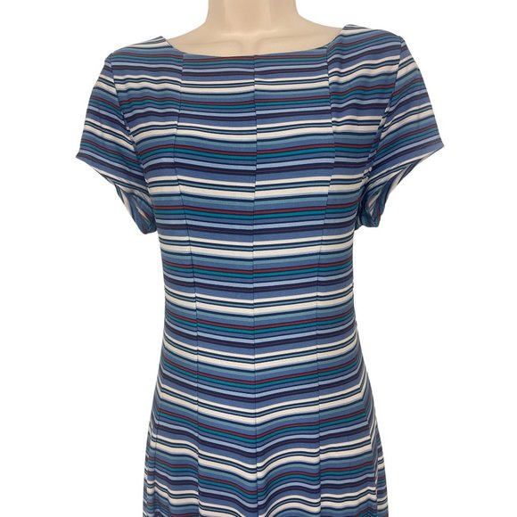 Size‎ 14 GABBY SKY STRIPED A-LINE DRESS Spring Summer Vacation Career Party - Picture 2 of 5